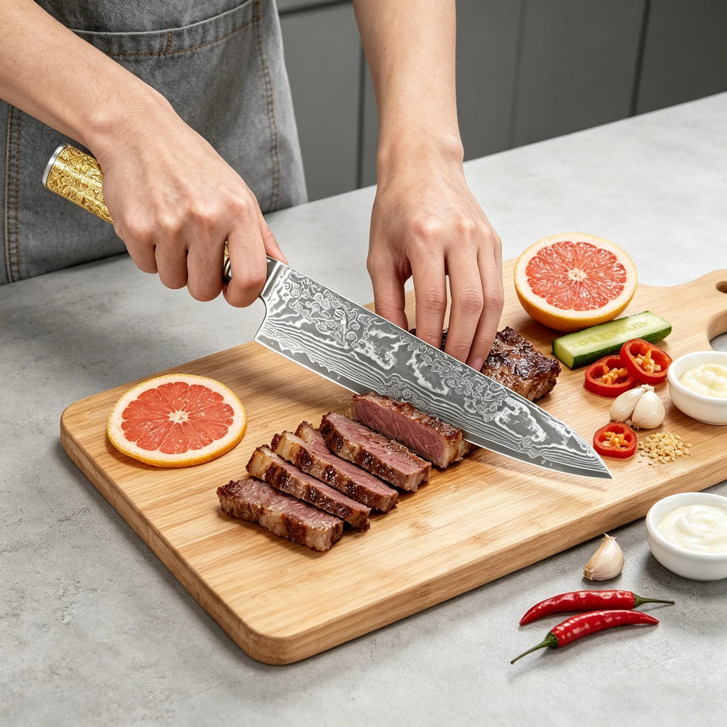 67-Layer Damascus Steel Japanese Chef Knife – 20.4cm Blade Damascus Chef Knife Axl