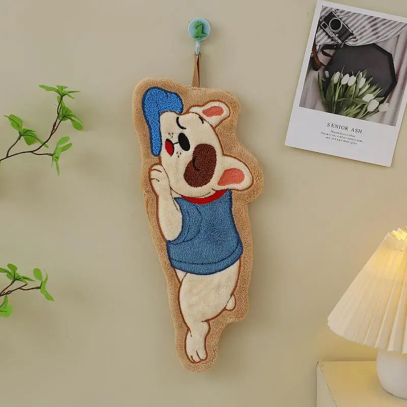 Cute Puppy Cartoon Hand Towel – Quick-Dry Coral Fleece Cartoon Hand Towel Axl A2