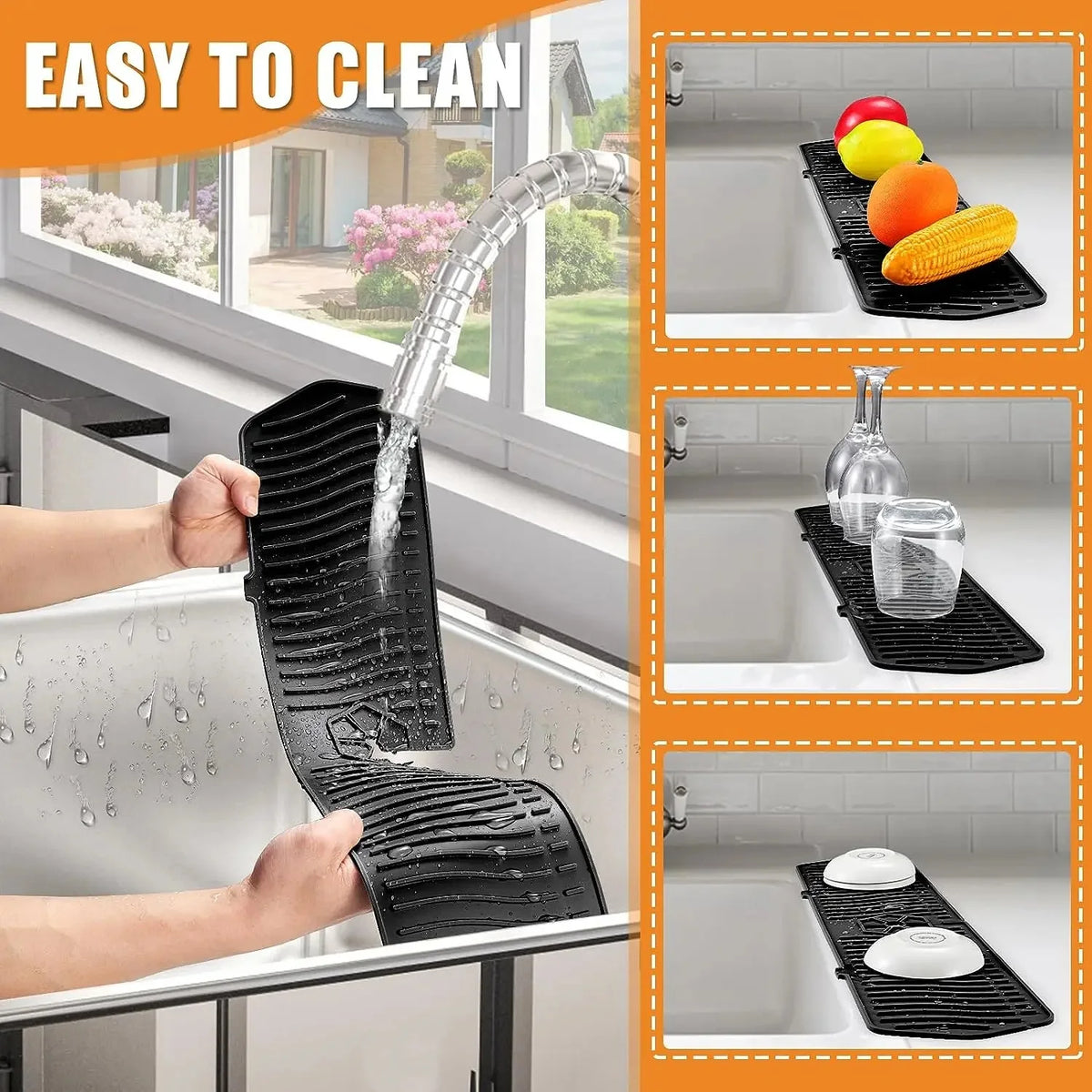 Silicone Sink Faucet Mat – Splash Guard & Countertop Protector Sink Faucet Mat Axl