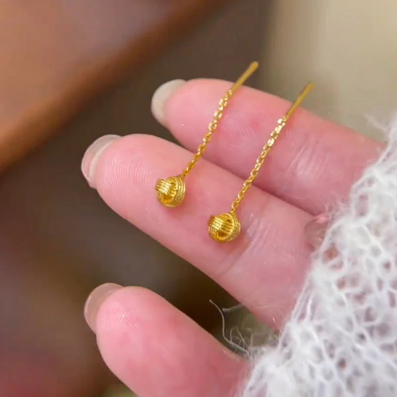 Golden Ruyi Drop Earrings – Light Luxury Metal Jewelry Drop Earrings Axl one size