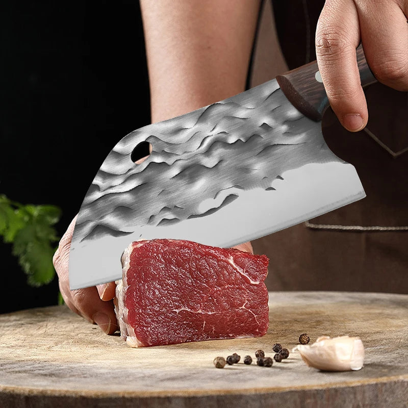 Forged Meat Cleaver Chef Knife – Stainless Steel Wooden Handle Meat Cleaver Knife Axl