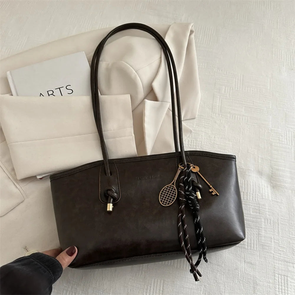 Y2K PU Leather Crossbody Shoulder Bag – Large Capacity Tote Shoulder Crossbody Bag Axl Coffee