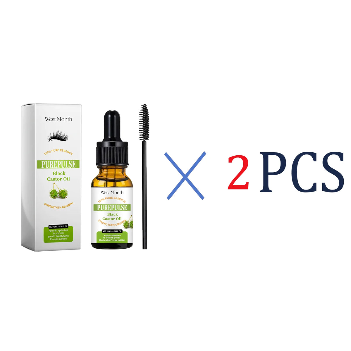 Black Castor Oil Lash & Brow Serum – Thickening Growth Oil 10ml Lash & Brow Serum Axl 2 Pcs