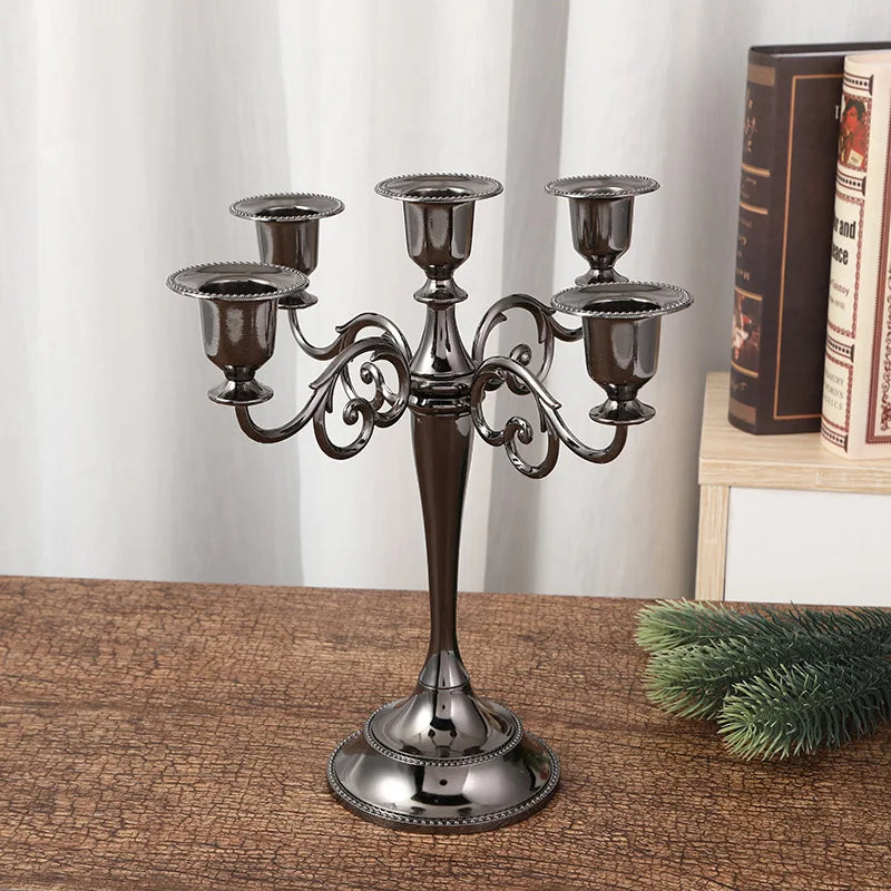 Modern Elegant Candlestick Holder – Vintage Luxury Home Decor Candlestick Holder Axl Black-5 Heads