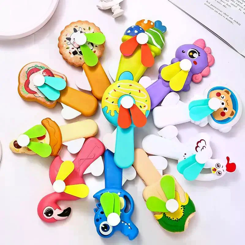 Cartoon Mini Hand Pressure Fan – Ice Cream Design, Kids & Adults Novelty Hand Fan Axl