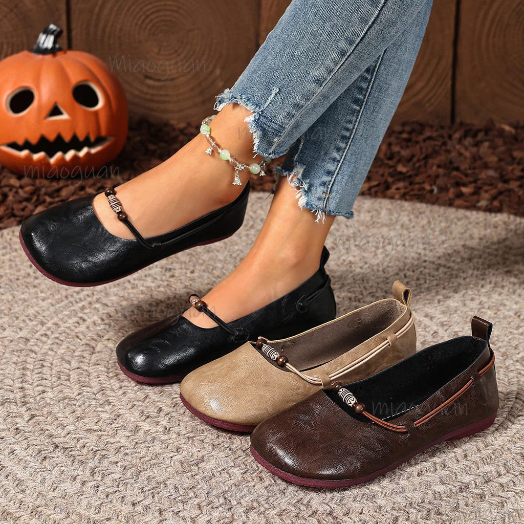 Women's Retro Mary Jane Flats – Slip-On String Bead Loafers Mary Jane Flats Axl