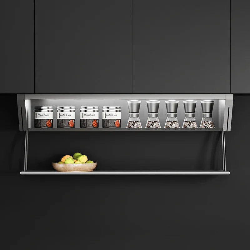Foldable 2-Tier Wall Kitchen Rack – Aluminum Alloy Organizer Wall Storage Rack Axl