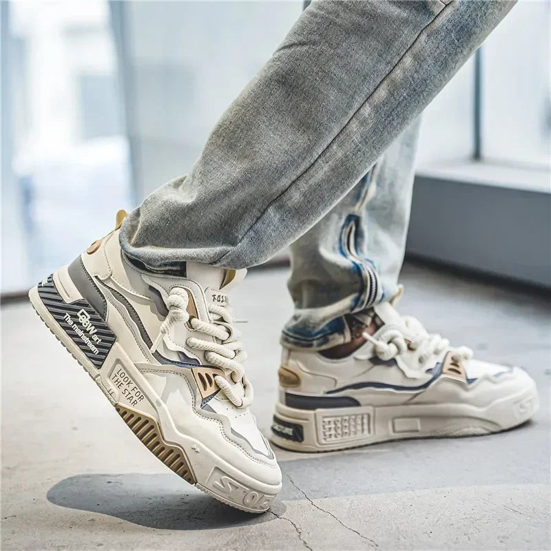 Men's Thick Platform Mesh Lace-Up Sneakers | Casual Shoes Platform Sneakers Axl