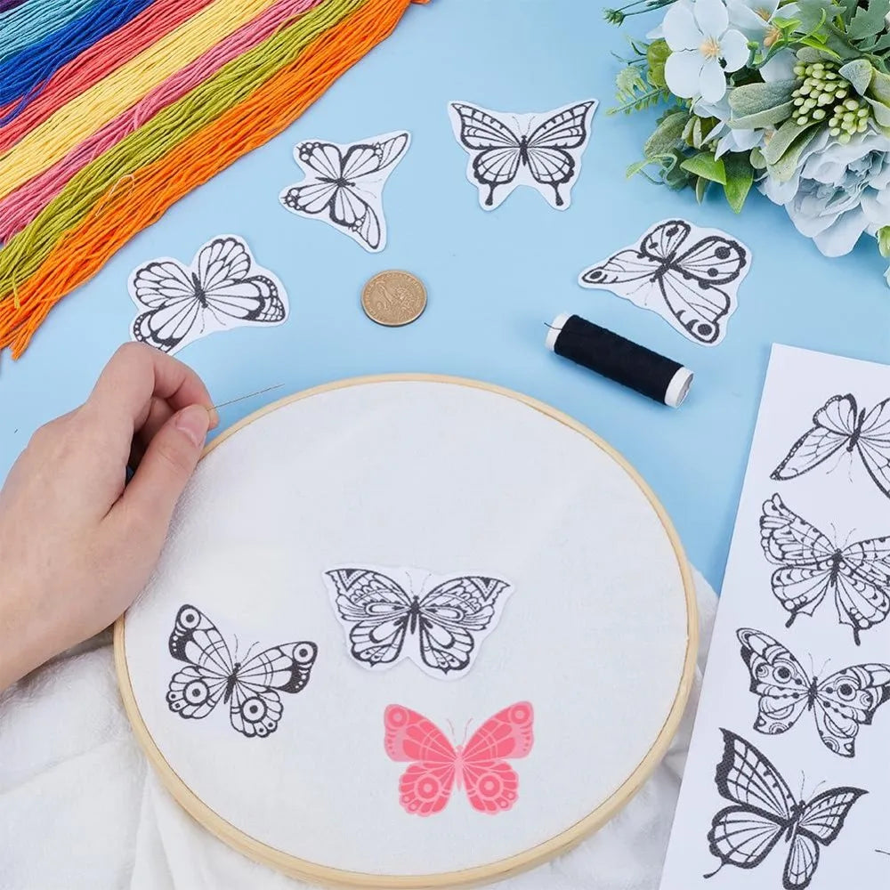 Butterfly Stick & Stitch Embroidery Transfers – 2 Sheets, 30 Designs Embroidery Transfer Sheets Axl