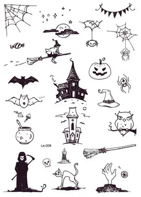 Halloween Glow Temporary Tattoo Stickers 2 Pack | Waterproof Temporary Tattoo Stickers Axl Le-008
