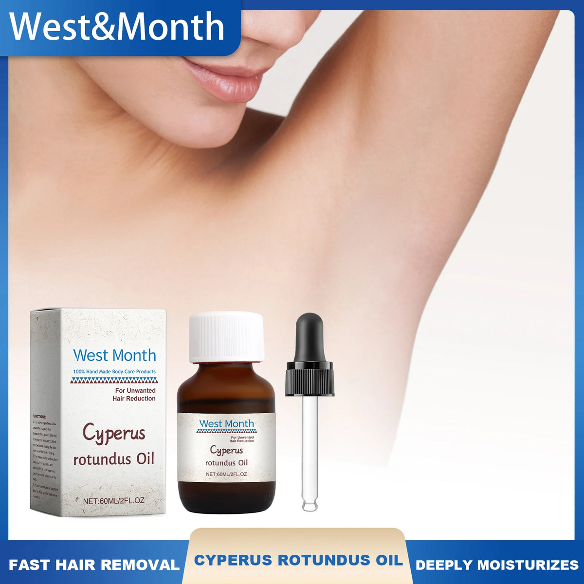 Cyperus Rotundus Hair Growth Inhibitor Oil 60ml | WEST MONTH Hair Inhibitor Oil Axl