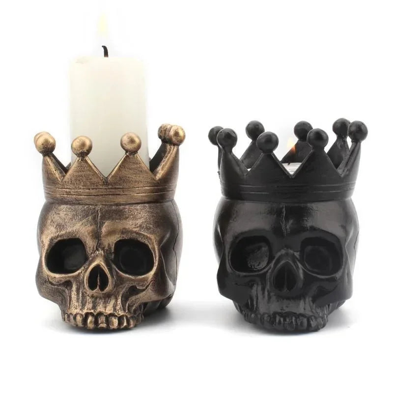 3D Skull Crown Candle Holder – Resin Skeleton Candlestick Skull Candle Holder Axl