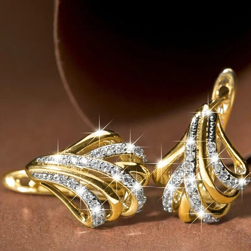 Huitan Two-Tone Sparkling Hoop Earrings | Cubic Zirconia Hoop Earrings Axl