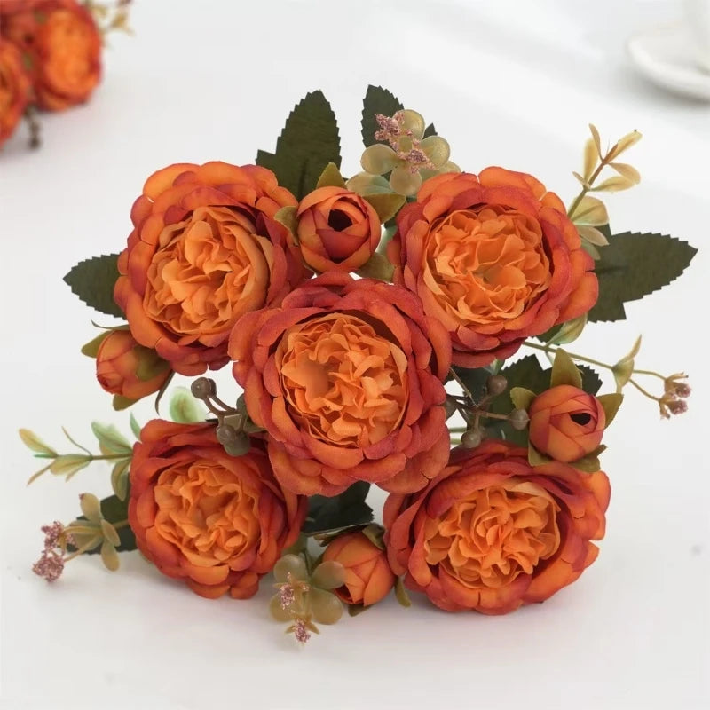 Silk Peony Rose Artificial Bouquet – Wedding & Home Décor Artificial Flower Bouquet Axl color12 1pc