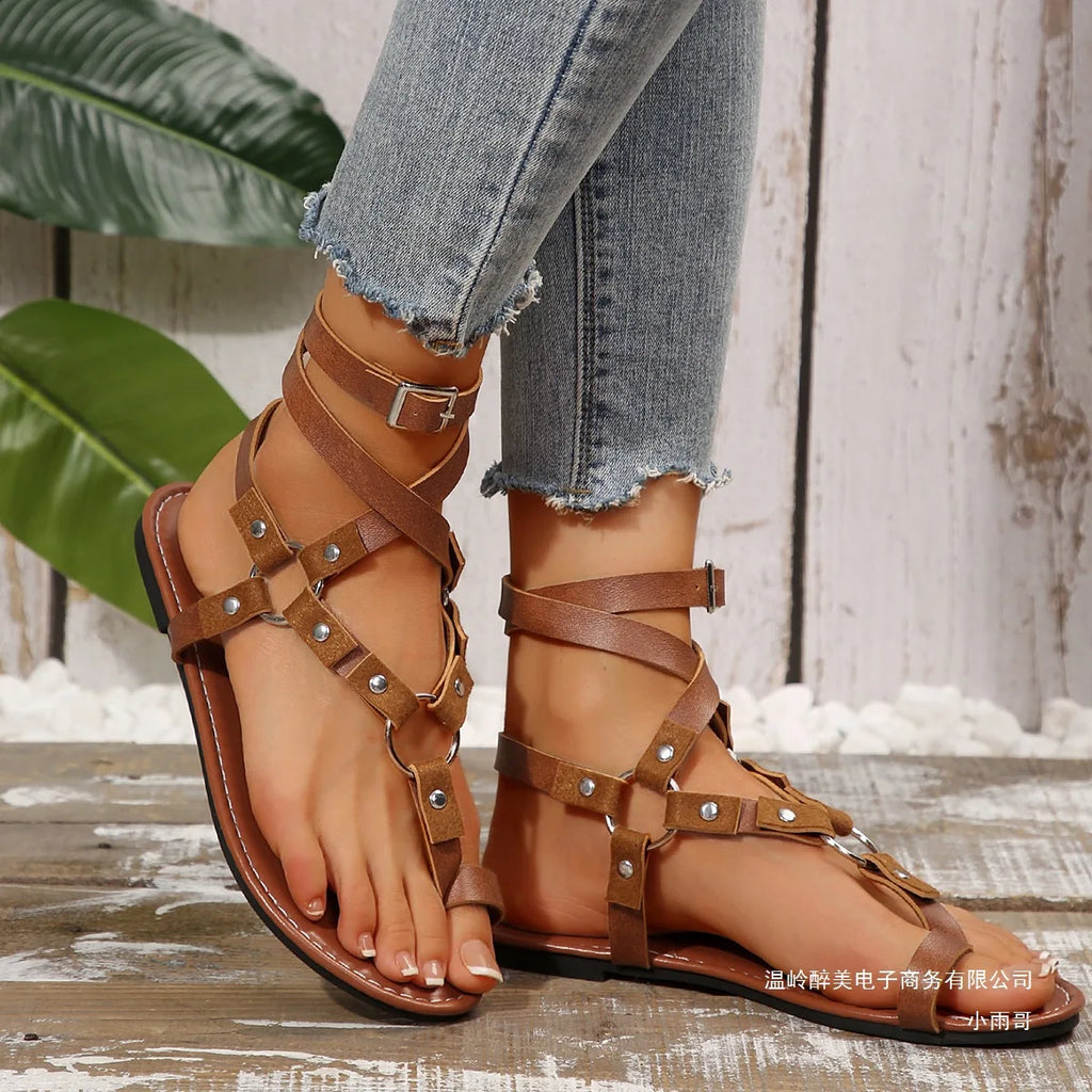 Women's Retro Flat Thong Sandals – Stylish Beach Slippers Flat Thong Sandals Axl