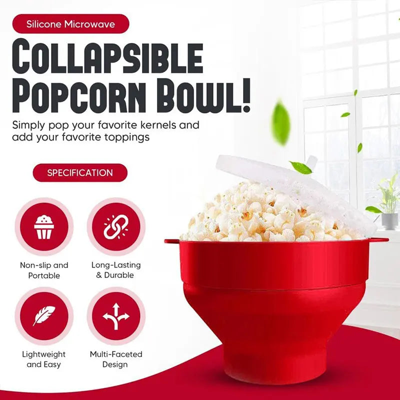 Silicone Microwave Popcorn Popper – BPA-Free Collapsible Bowl Popcorn Popper Axl