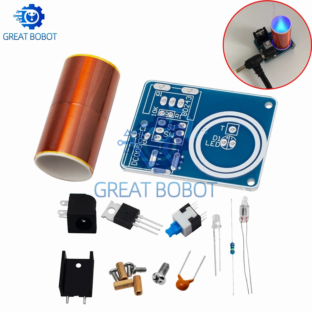 BD243C Mini Tesla Coil DIY Kit – Electronics Science Project DIY Electronics Kit Axl