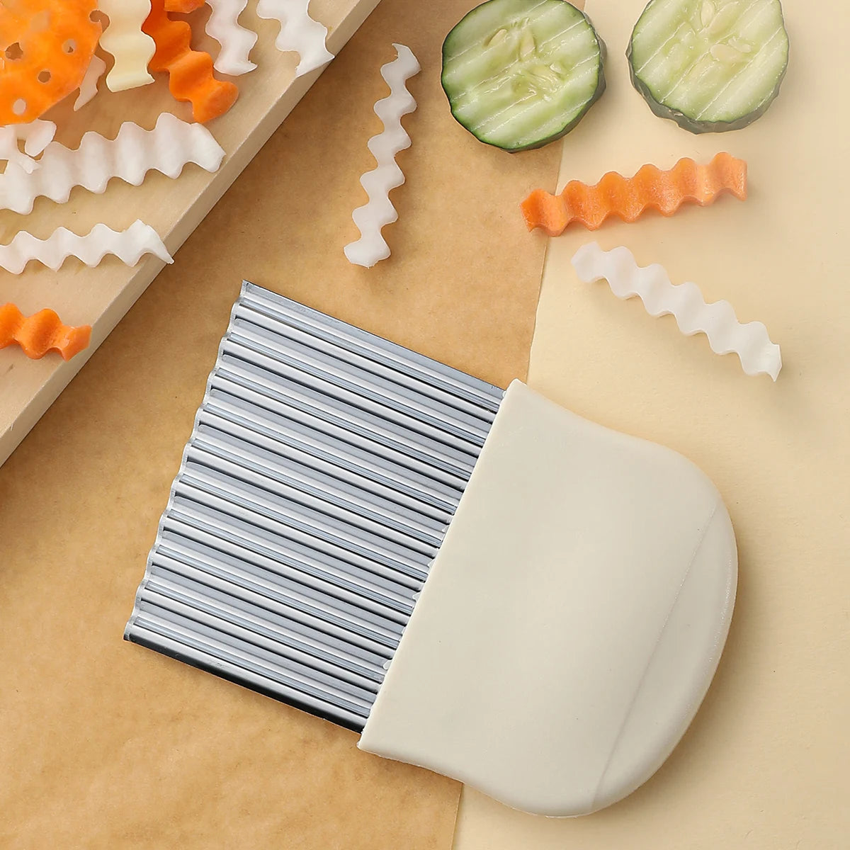 Stainless Steel Wavy Crinkle Cut Knife – Vegetable & Potato Slicer Vegetable Slicer Knife Axl