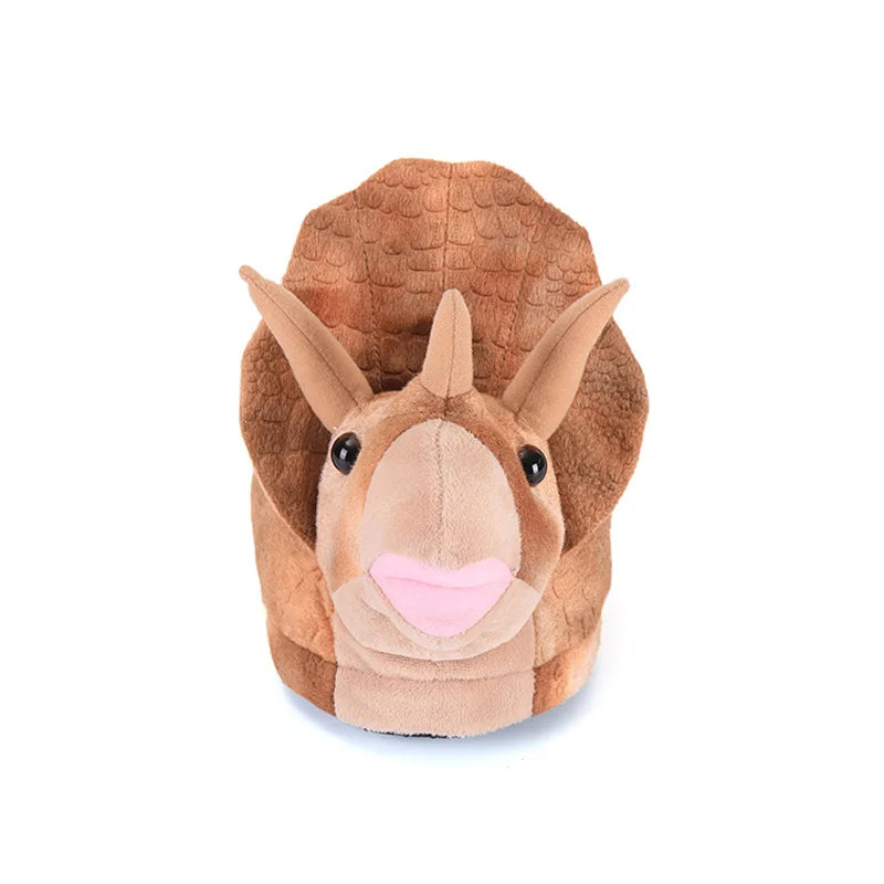 Dinosaur Furry Slippers – Kids & Adult Animal Slides Animal Plush Slippers Axl
