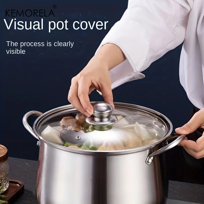 KEMORELA Large Stainless Steel Soup Pot – Gas & Induction Soup & Stock Pot Axl