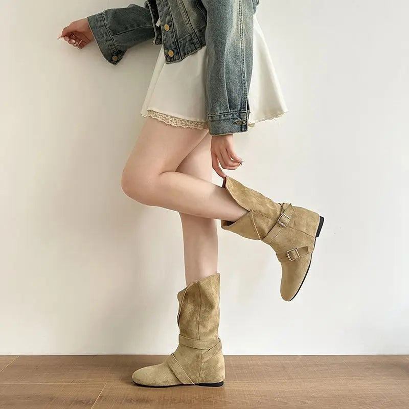 Women's Wedge Ankle Boots – Low Heel Slip-On Dress Boots Wedge Ankle Boots Axl