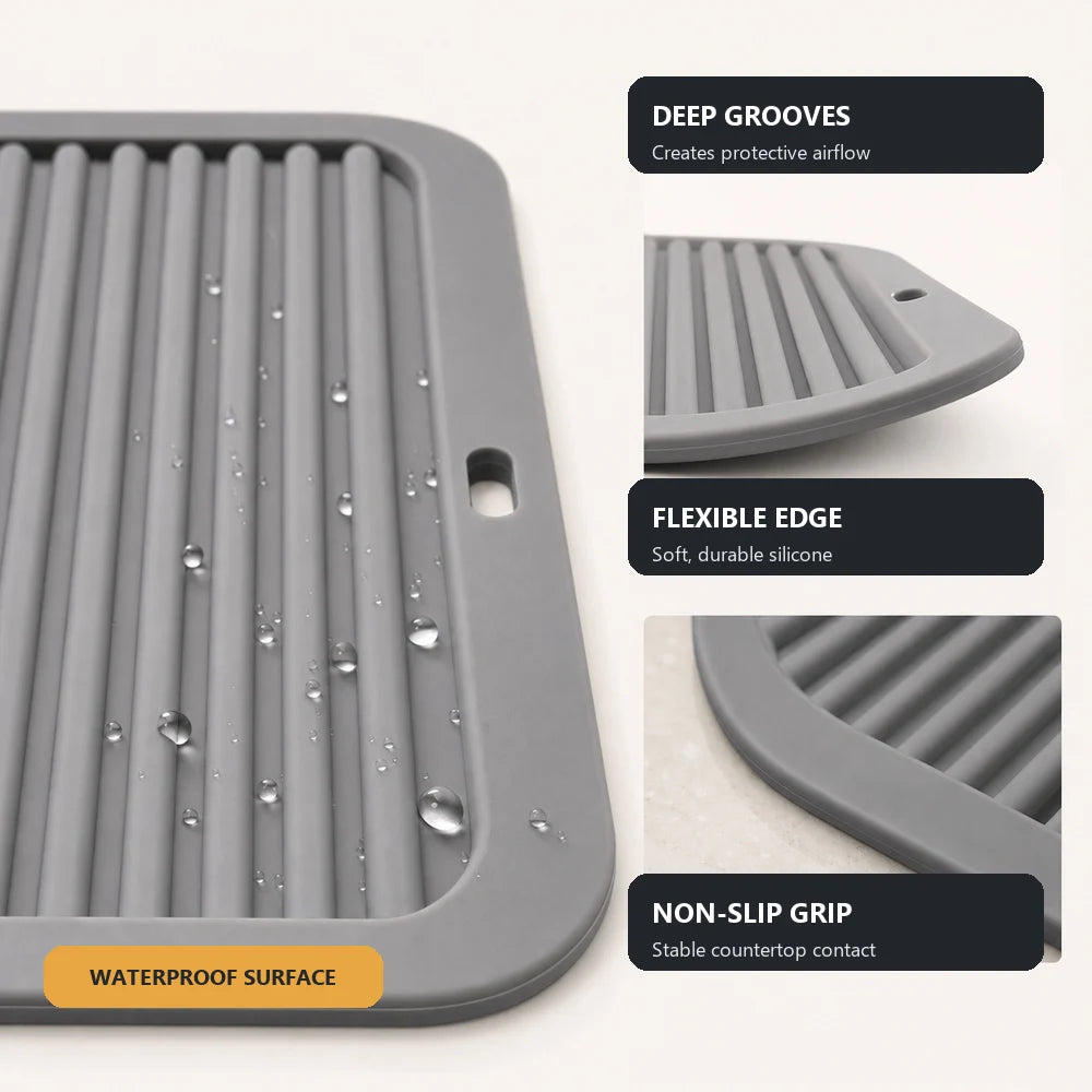 Silicone Dish Drying Mat & Trivet – Heat Resistant Non-Slip Silicone Kitchen Mat Axl