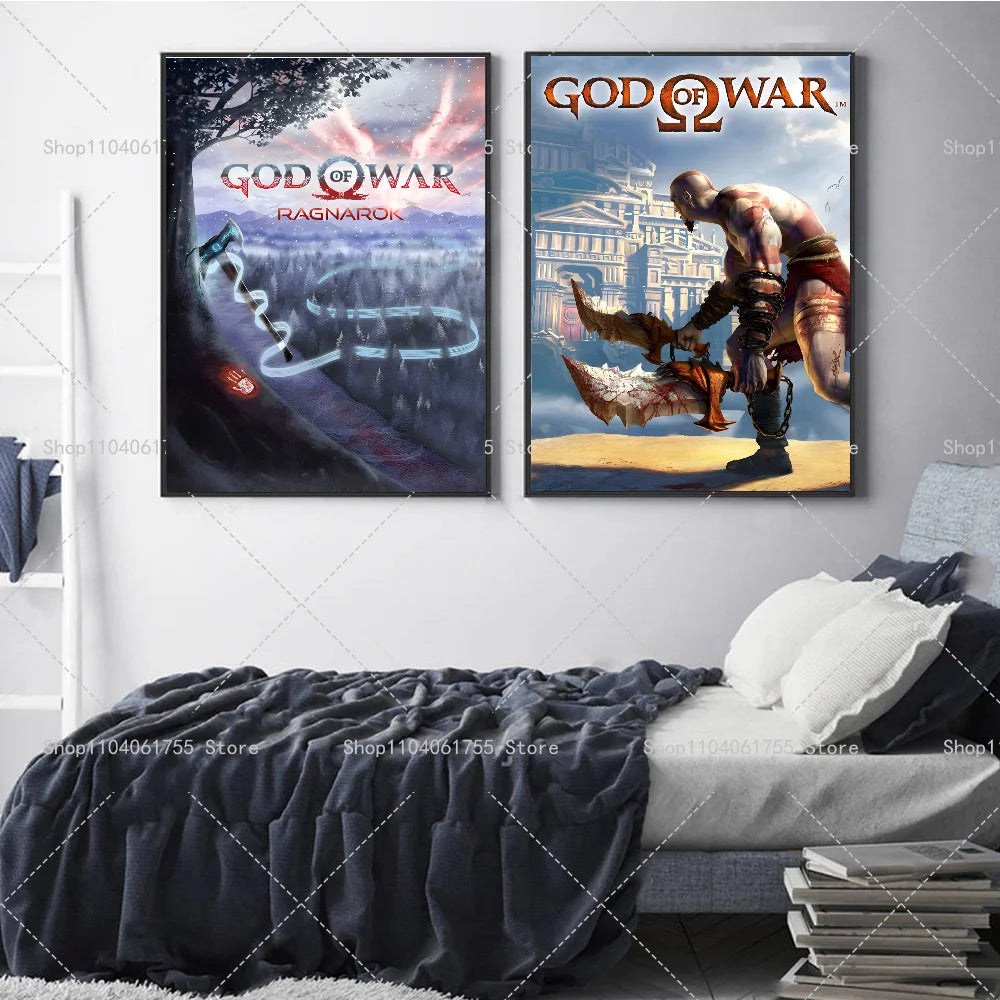 God of War Ragnarok Wall Poster | Self-Adhesive Waterproof Sticker Wall Art Poster Axl