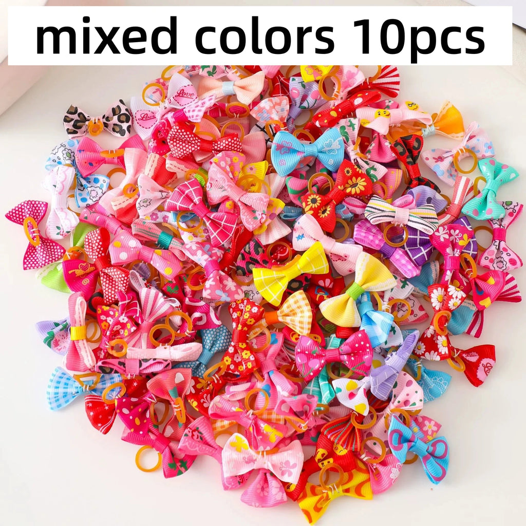 10-Pack Cute Puppy Bow Hair Accessories for Dogs & Cats Pet Grooming Bows Axl mixed colors 10pcs