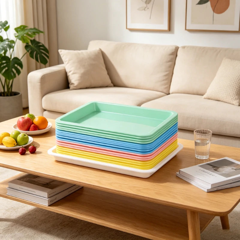 6-Pack Colorful Stackable Plastic Serving Trays | Home & Craft Plastic Serving Trays Axl