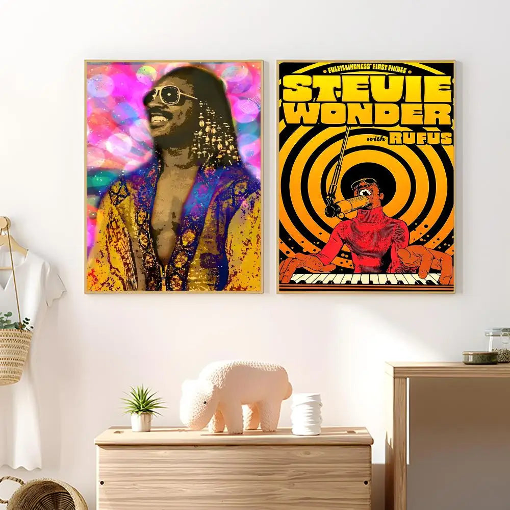 Stevie Wonder HD Waterproof Wall Poster PVC Sticker | Music Décor Wall Poster Sticker Axl
