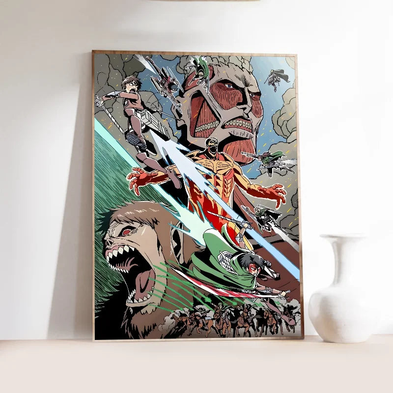 Attack on Titan Anime Poster | Self-Adhesive Waterproof Wall Art Anime Wall Poster Axl z3 50x70cm No Frame