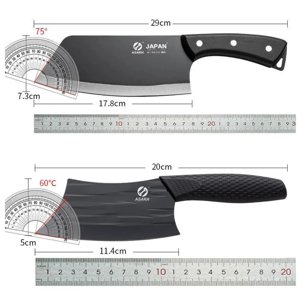 2-Pc Stainless Steel Chinese Chef & Cleaver Knife Set Kitchen Knife Set Axl