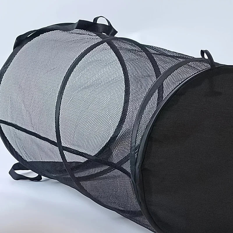 Large Foldable Mesh Laundry Basket with Handle – Black Foldable Laundry Basket Axl