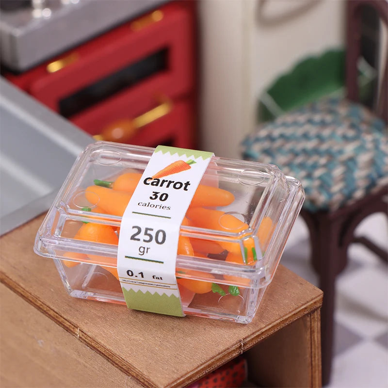 1:12 Dollhouse Mini Fruit & Vegetable Set with Clear Box Dollhouse Miniature Set Axl A2
