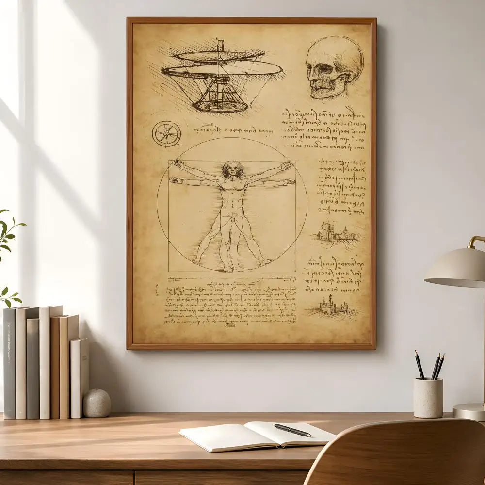 Vitruvian Man Peel-and-Stick Wall Poster – Waterproof PVC HD Art Wall Art Poster Axl
