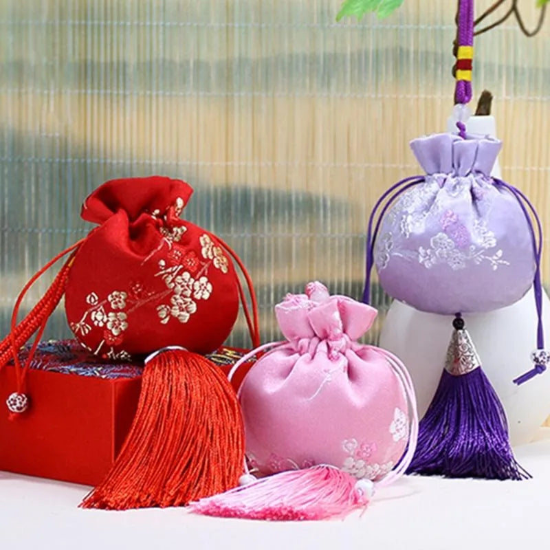 Vintage Brocade Sachet Bag – Hanfu Tassel Car Hang & Storage Decorative Sachet Pouch Axl