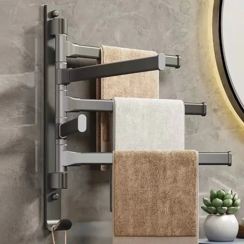 Wall Mounted Rotatable Towel Rack – Space Aluminum 2–5 Bars Towel Rack Axl
