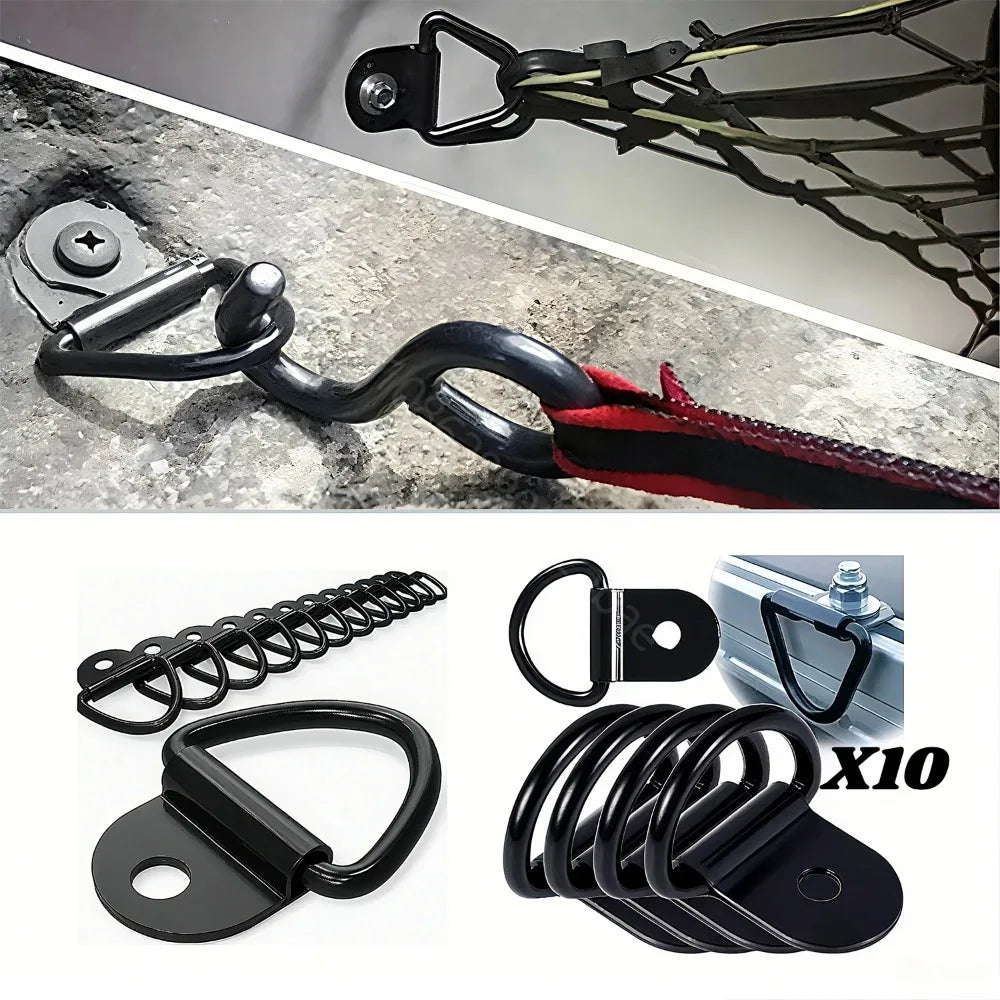 10-Pack D-Ring Tie Down Anchors – Iron Lashing Rings for Trucks Cargo Tie Down Rings Axl