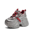 Women's Chunky Platform Sneakers – Breathable Casual Lace-Up Chunky Platform Sneakers Axl sliver 38