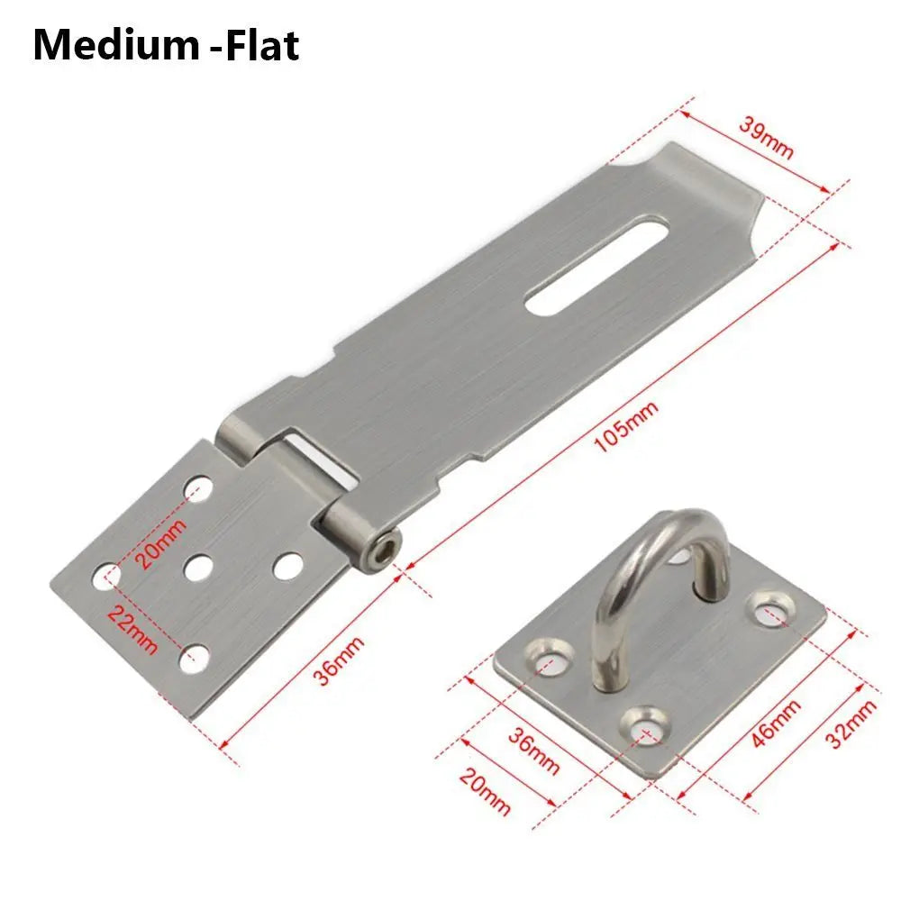 Stainless Steel Padlock Hasp – 90° Right Angle Shed Door Latch Door Security Hasp Axl M-Flat Silver