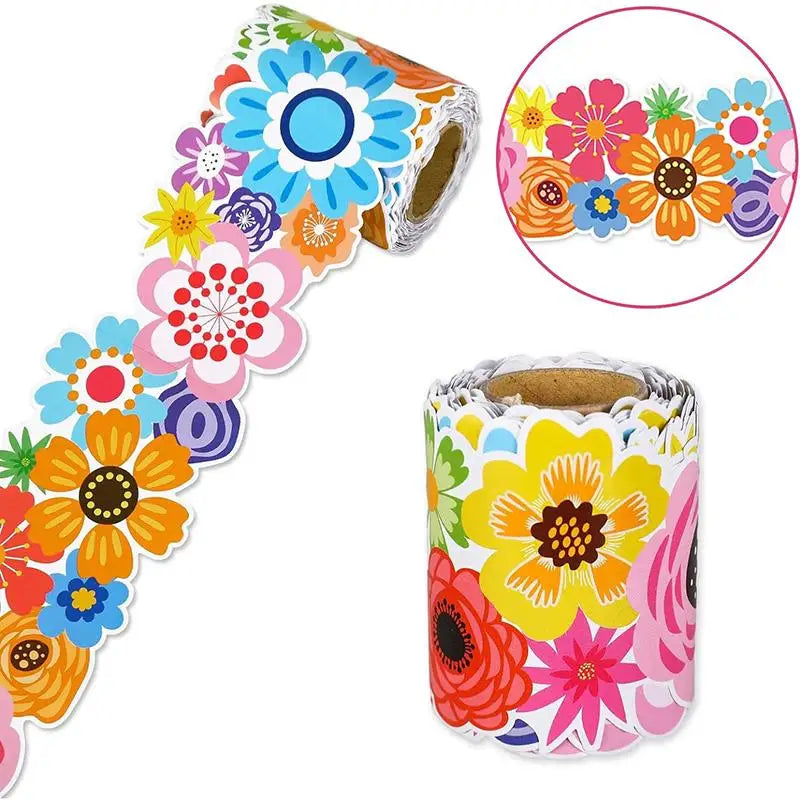 10-Color 60 Ft Self-Stick Floral Bulletin Board Border Trim Bulletin Board Border Axl A6