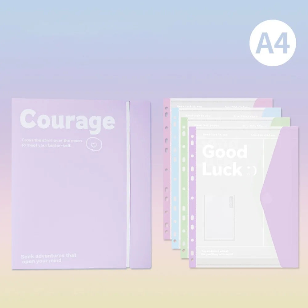 A4 Loose Leaf File Folder | Transparent Exam Paper Storage Bag File Folder Axl Purple Set
