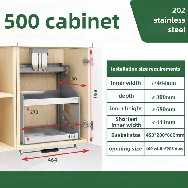 Pull-Down Wall Cabinet Lifting Storage Rack | Kitchen Shelf Cabinet Storage Rack Axl 500 Cabinet Body