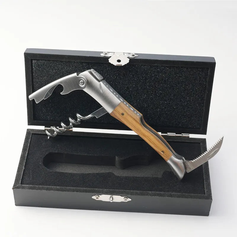 Laguiole Corkscrew Wine Knife – Wood Handle Waiter's Opener Corkscrew Wine Opener Axl Olive wood handle