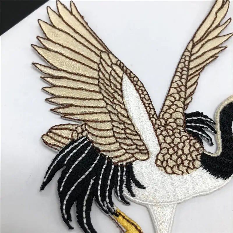 Crane Embroidery Adhesive Patches – Cloth Stickers 2pc Set Embroidery Patch Set Axl