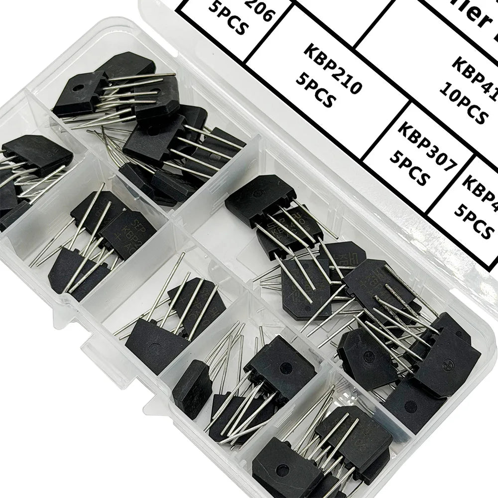 40-Piece KBP Rectifier Bridge Kit – 6 Values with Storage Box Rectifier Bridge Kit Axl