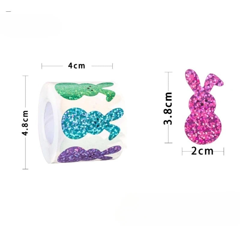Glitter Bunny Stickers Roll – Sparkle Rabbit Craft Stickers Craft Sticker Roll Axl