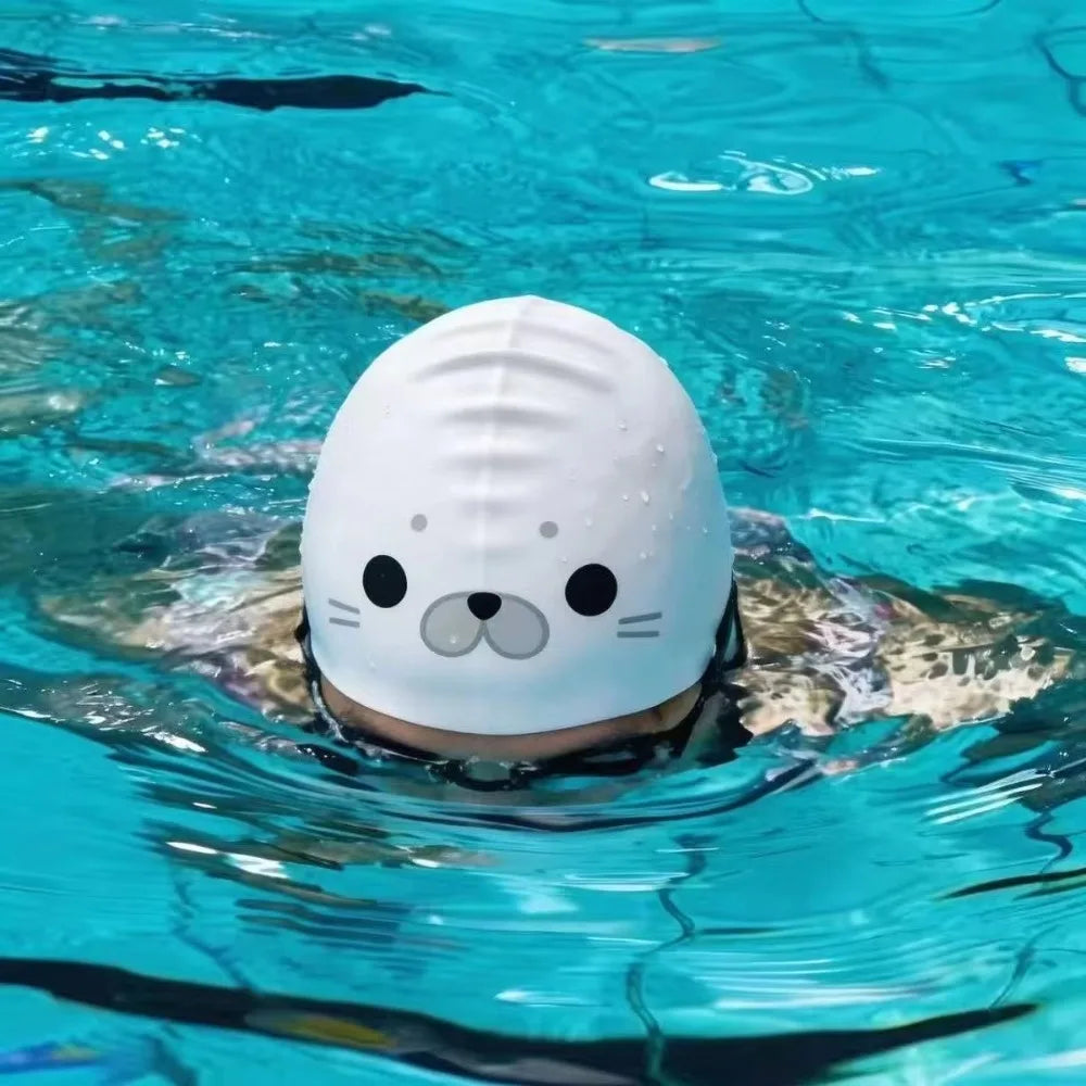 Silicone Cartoon Swim Cap – Waterproof & Elastic for Women Silicone Swim Cap Axl Middle seal
