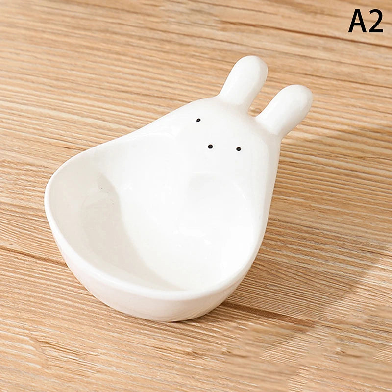 Ceramic Dipping Plate with Handle – Cute Rabbit & Cat Design Ceramic Dipping Plate Axl A2