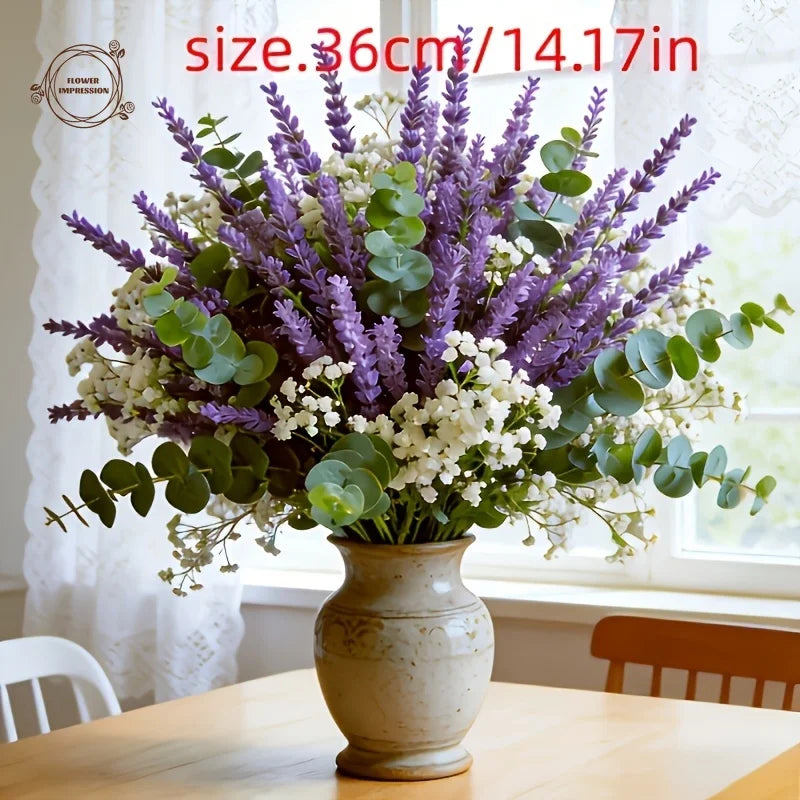 35-Pc Artificial Lavender & Baby's Breath UV-Resistant Floral Set Artificial Floral Set Axl